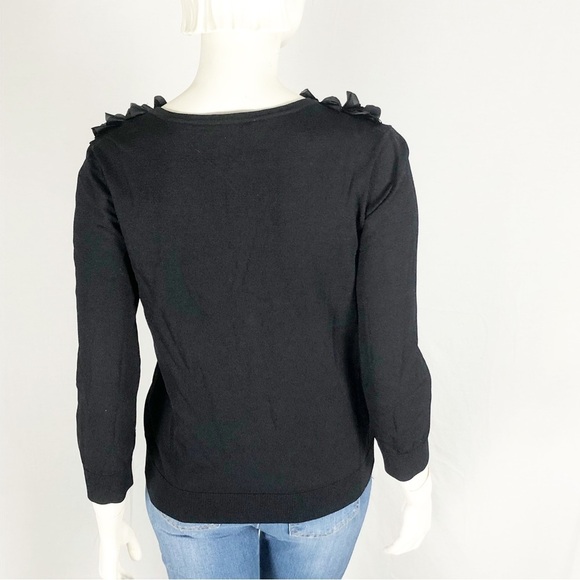 🖤Cable & Gauge Black Cardigan | Floral Appliqué Neckline | Size Small🖤 - Picture 8 of 11